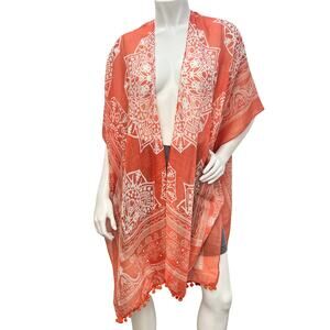 Women Beach Long Floral Print Kimono Tassel Casual Cardigan Loose Cover One Size